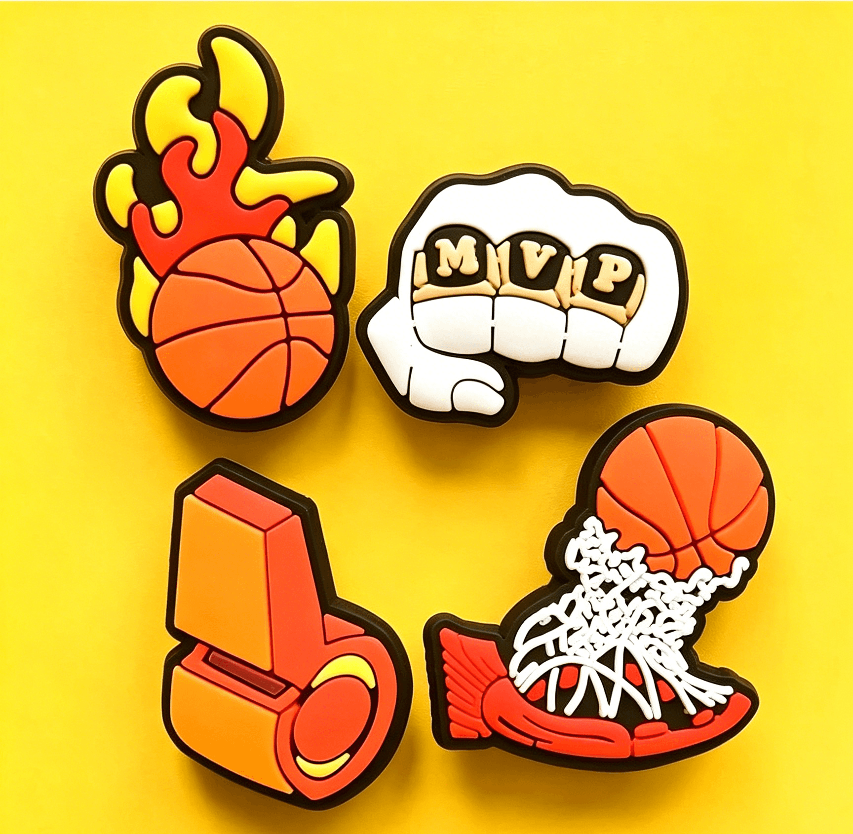 Custom PVC pin badges: basketball themed badge set