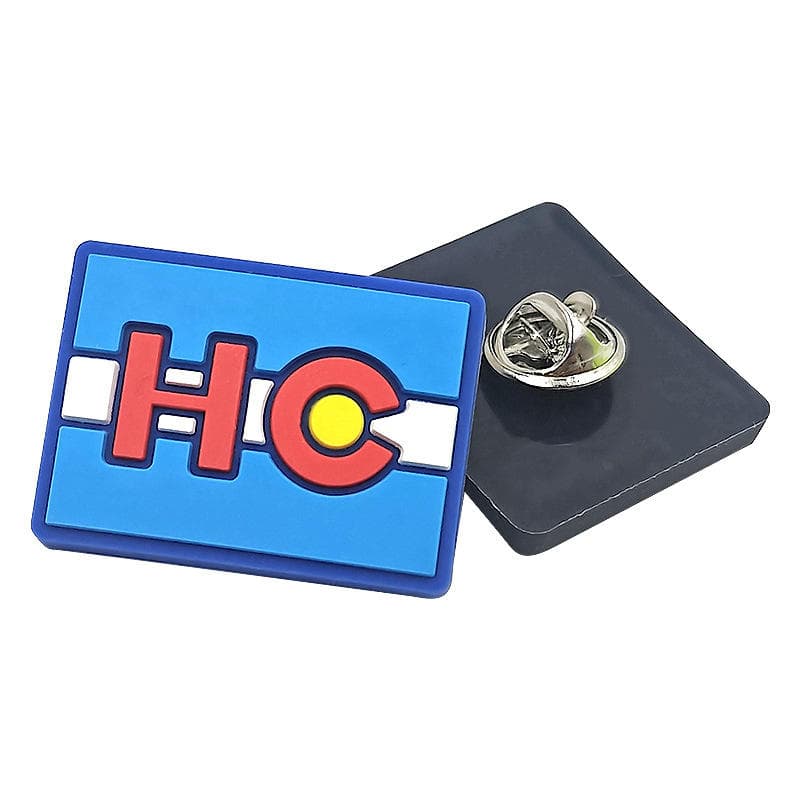 Custom PVC pin badges: colorado hc badge front and back