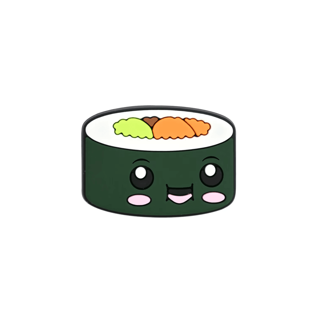 Custom PVC pin badges: smiling sushi roll