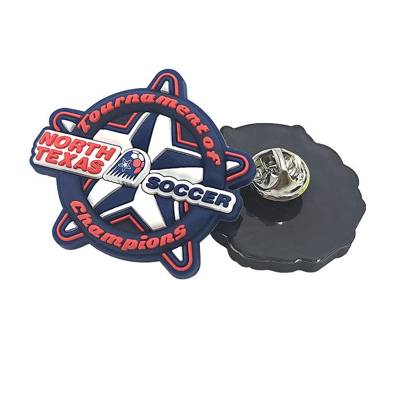 Custom PVC pin badges: soccer badge front and back