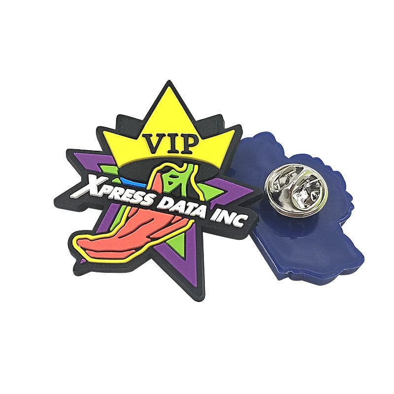 Custom PVC pin badges: vip press badge front and back