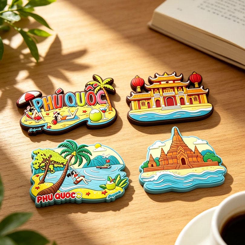 Collection of custom Vietnam travel PVC fridge magnets