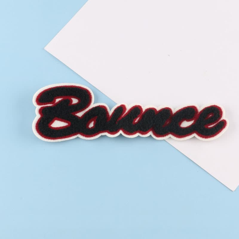 Chenille patches: chenille lettering detail