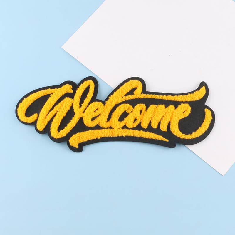 Chenille patches: embroidered chenille lettering
