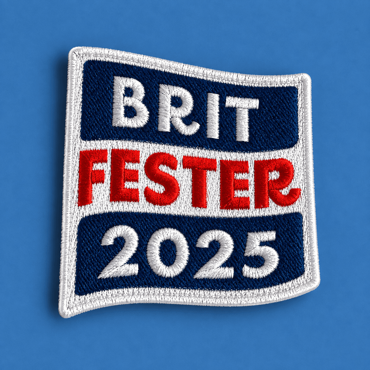 Custom embroidered patch: Brit Fester event design