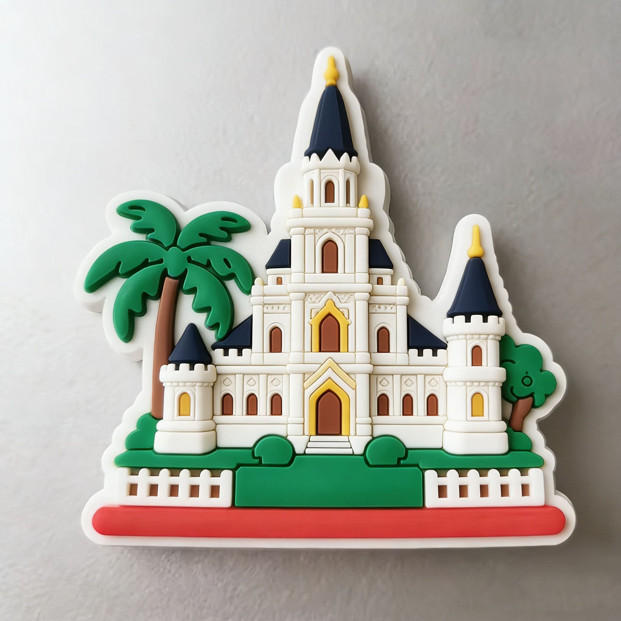 Custom castle and palm-tree PVC fridge magnet