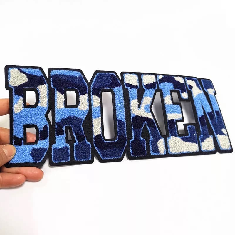 Chenille patches from the live Chenille Patches page: chenille stick-on letters