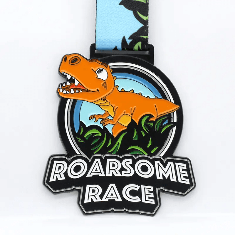 Character shaped medal with coloured enamel