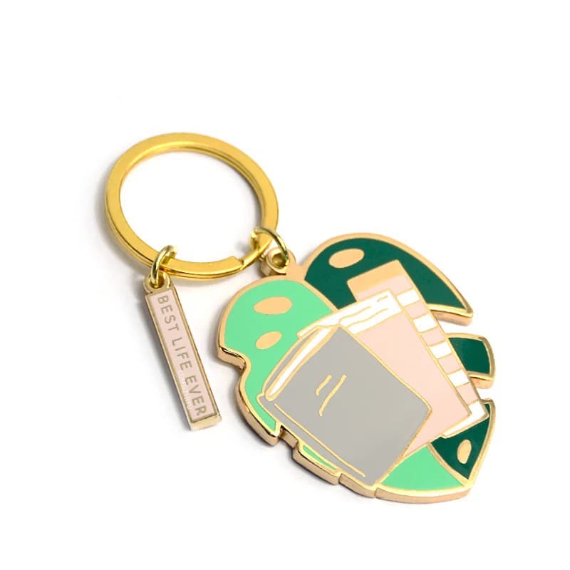 Hard enamel keyrings from the live page: custom leaf keychain
