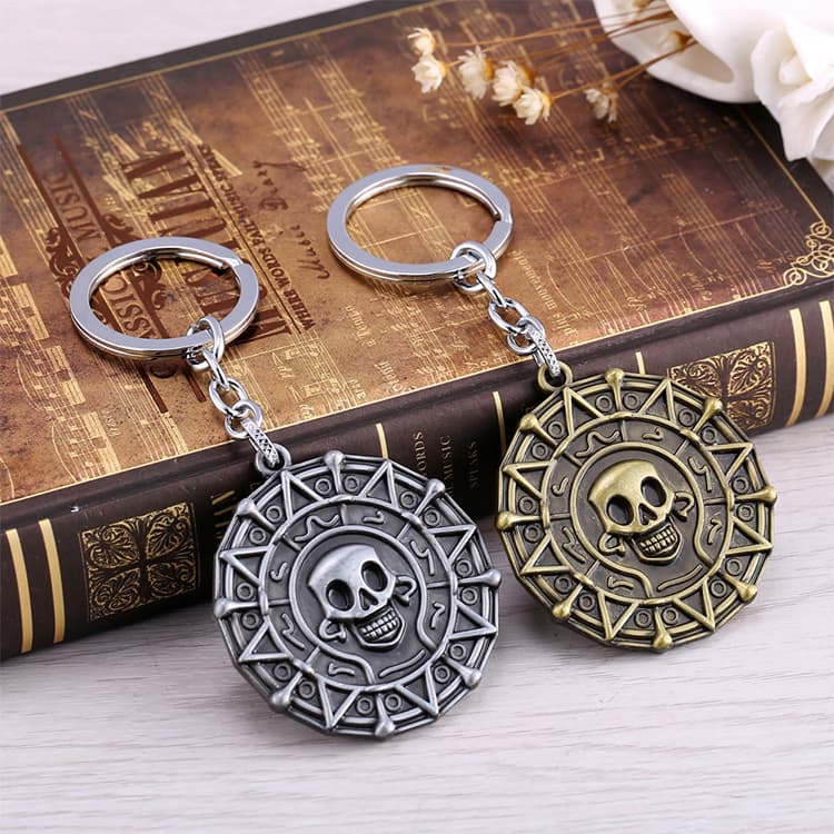 Die-struck keyrings from the live page: custom die-cast keyrings