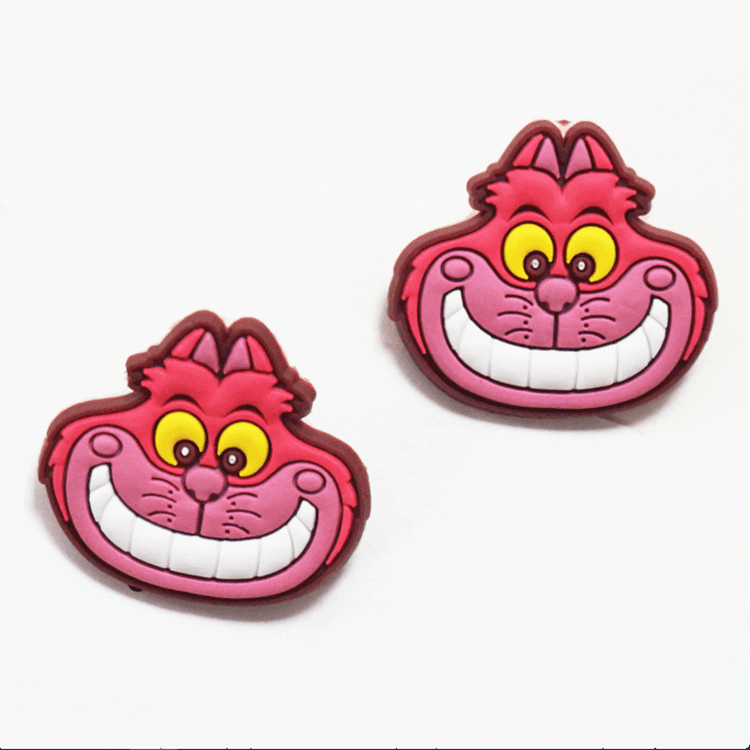 Custom PVC pin badges: pink cat face badge pair