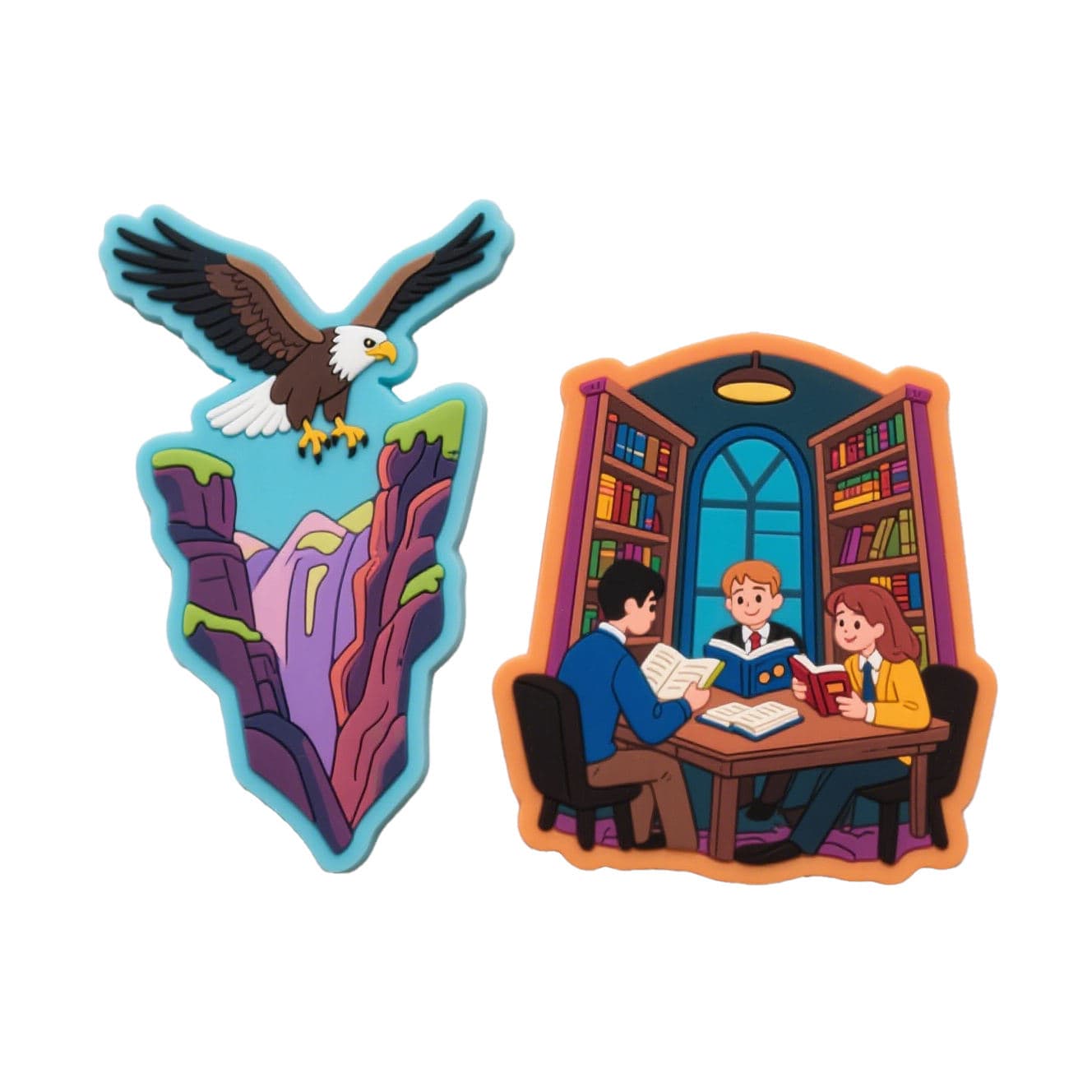 Custom eagle and library-themed PVC fridge magnets