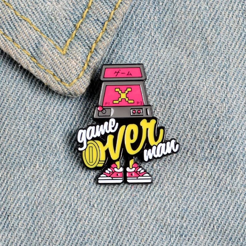 Soft enamel pin badges from the live page: game over soft enamel badge