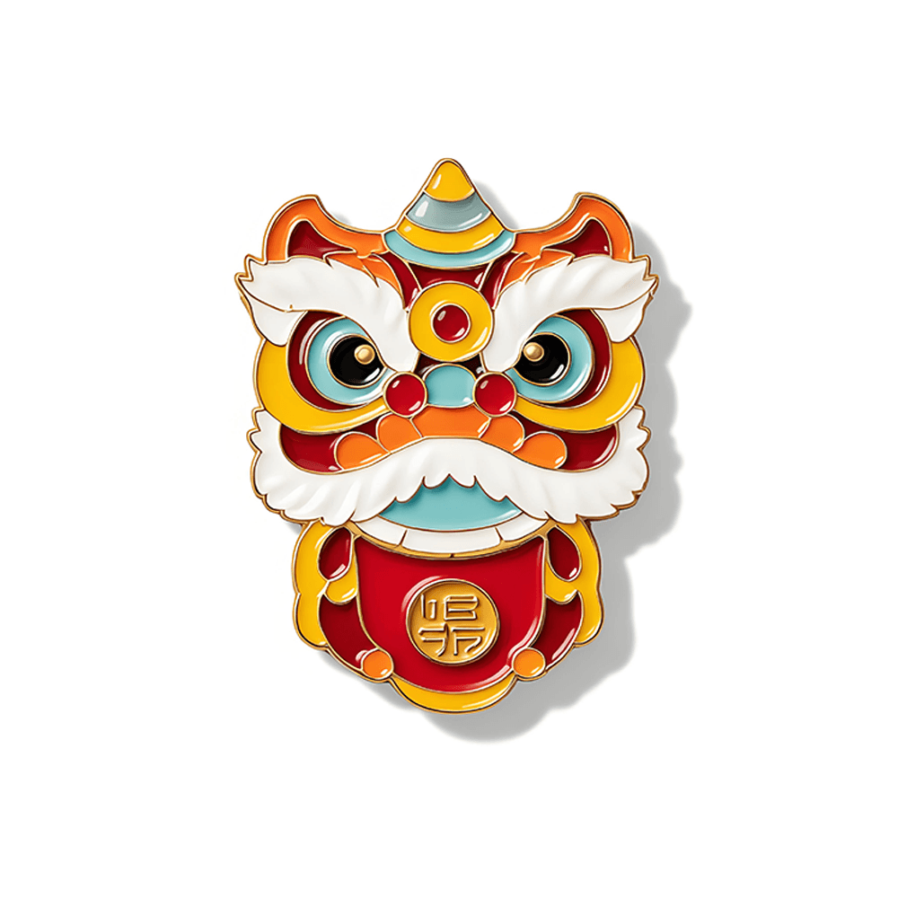 Colourful lion dance enamel fridge magnet