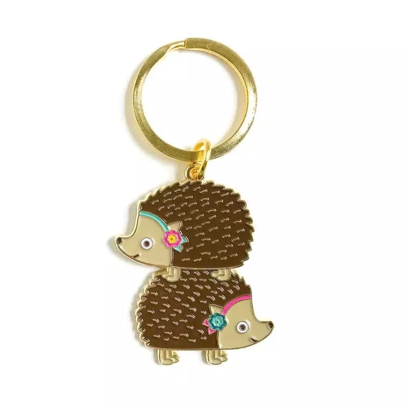 Soft enamel keyrings: hedgehog keyring