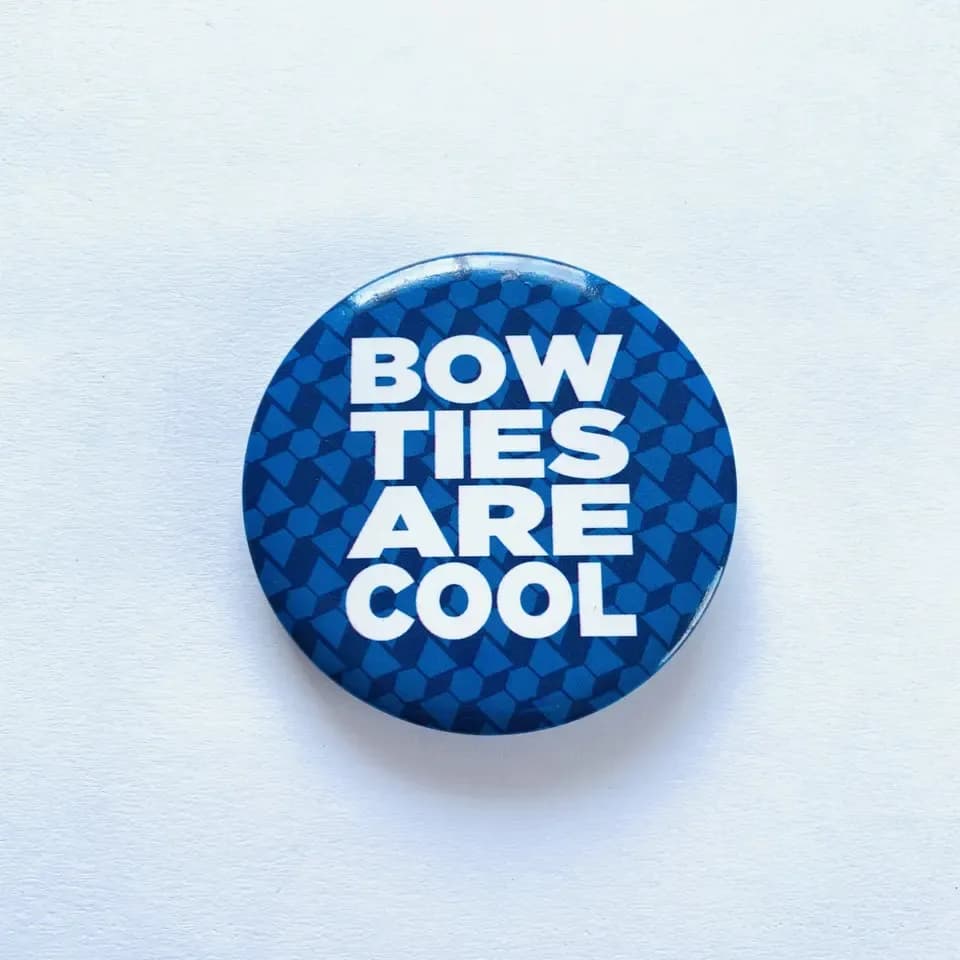 Printed pin badges: printed badge detail