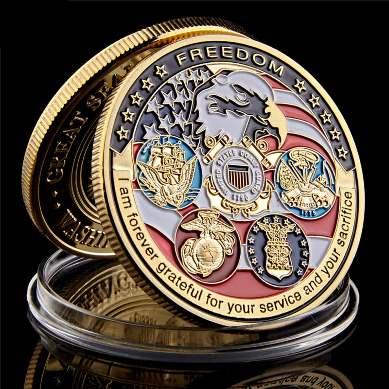 enamel inlay gold coin souvenir custom made
