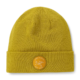 bespoke yellow beanie with embroidered logo patch