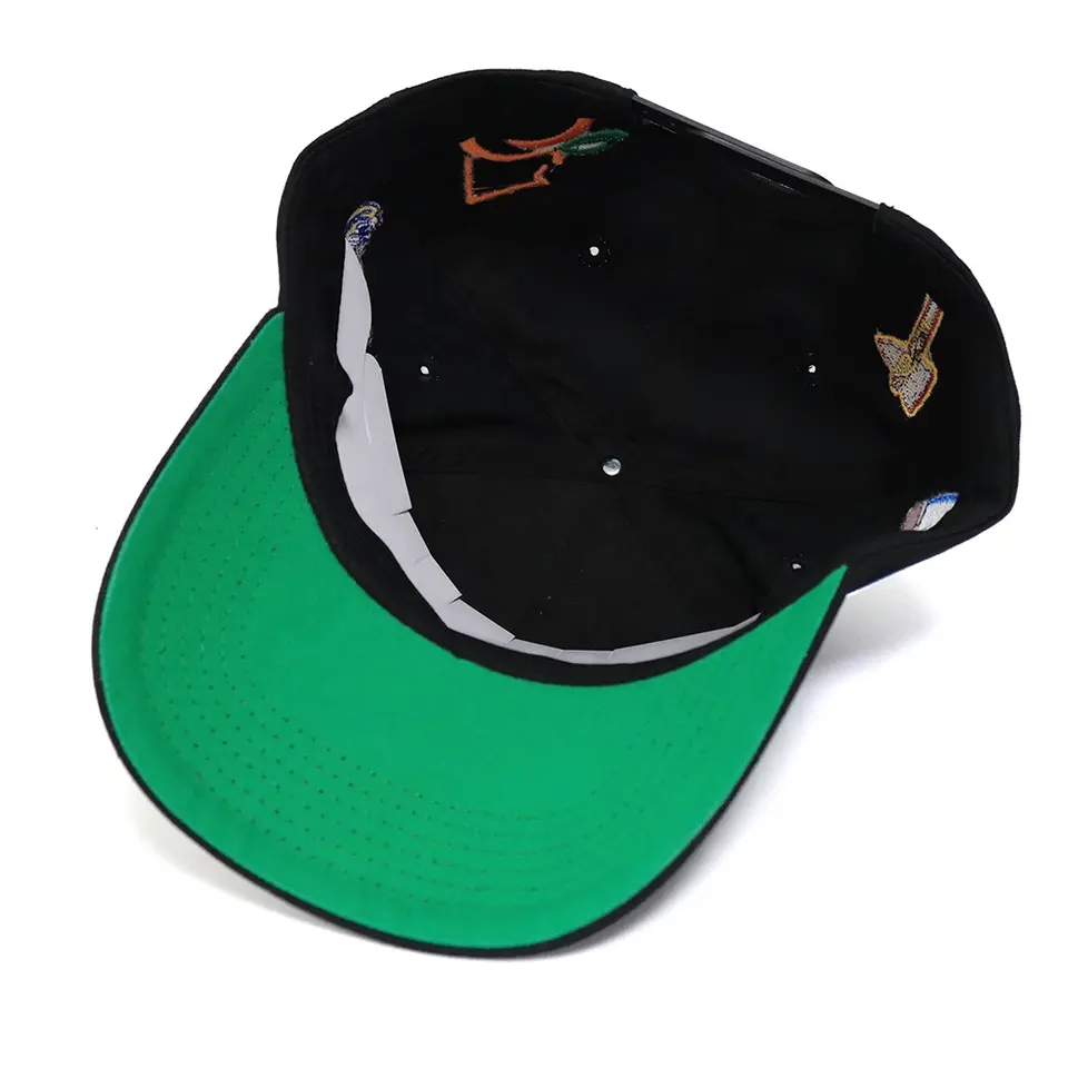 black baseball hat with embroidered letter logo2