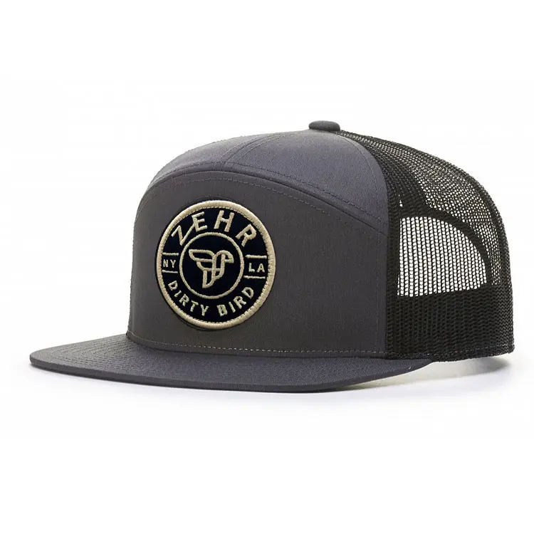 black snapback with gold embroidered logo