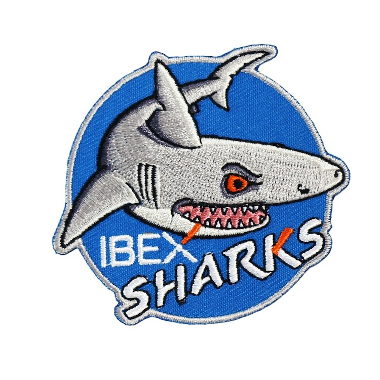 custom embroidered patch ibex sharks